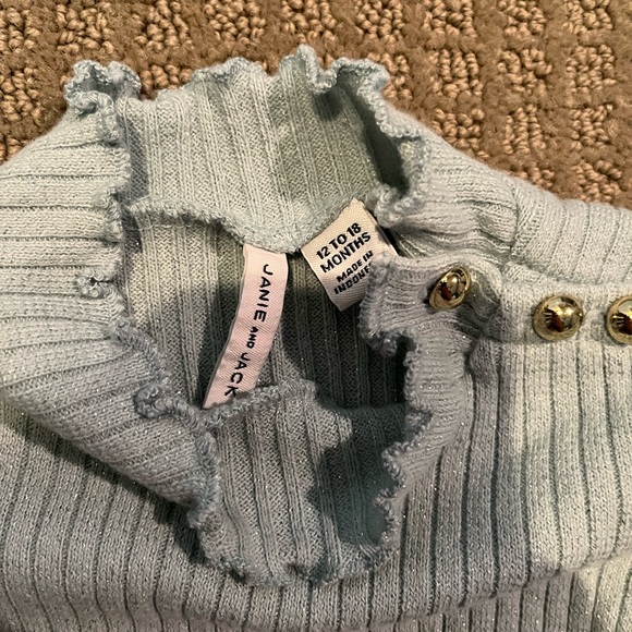 Janie and Jack-Toddler Girl 12-18 Month Ribbed Mock Neck Sage Green - Picture 2 of 4